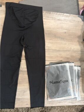 5 pairs of Mamafique Black Maternity Support Leggings Large